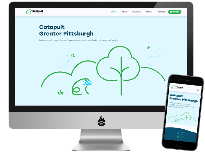 Computer screen and mobile device displaying the Catapult Greater Pittsburgh website